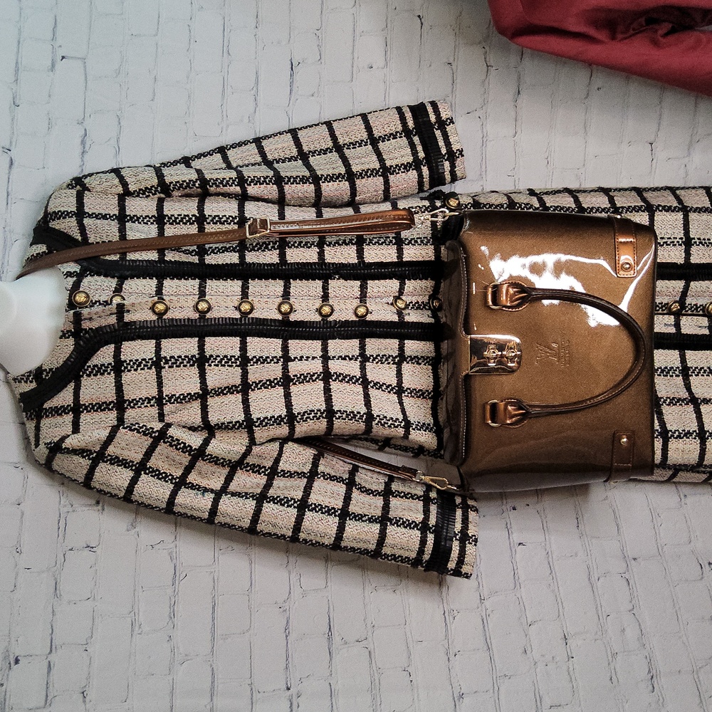 Gorgeous designer inspired bronze patent leather satchel crossbody shoulder bag